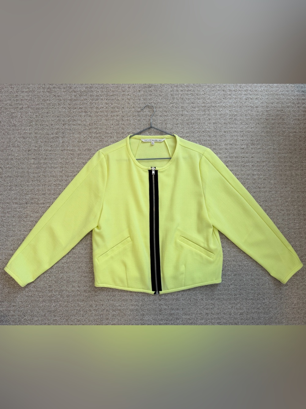 RACHEL Rachel Roy Neon Yellow Zip-Front Jacket - XS